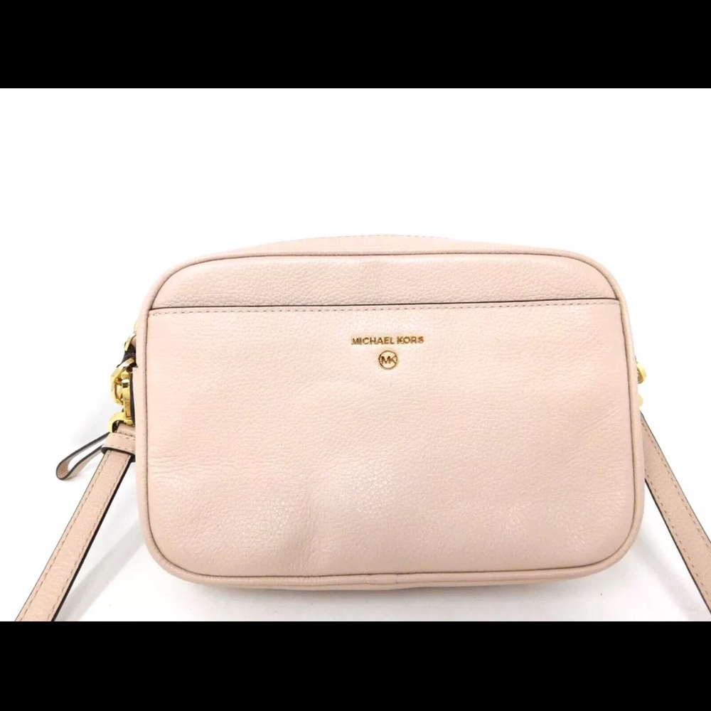 Michael Kors Jet Set Charm East West Leather Camera Crossbody Purse Light Pink